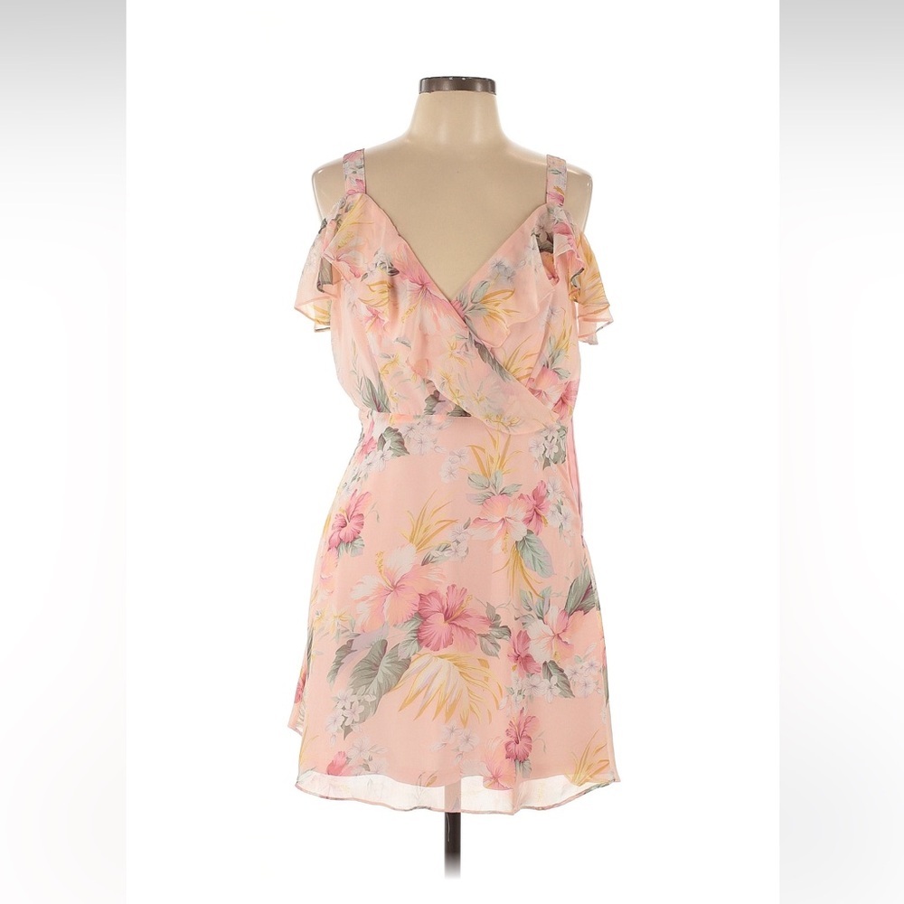 Promesa Cold Shoulder Pink Floral Mini Dress